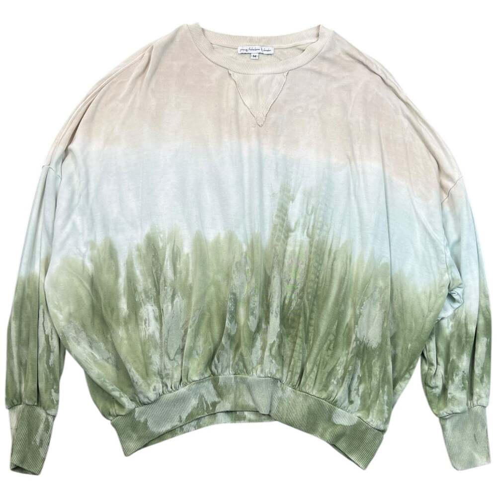 Young Fabulous & Broke Ombre Tie Dye Oversized Sweatshirt Green Cream Women's M